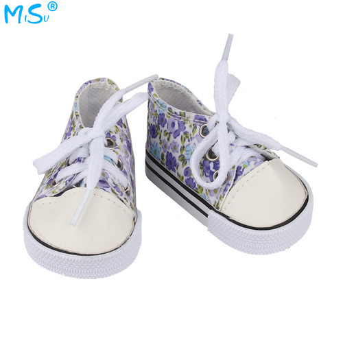 43CM Doll Shoes 18-inch Girl Doll Flower Canvas Shoes, Saffron Doll 7cm Fashion Doll Shoes