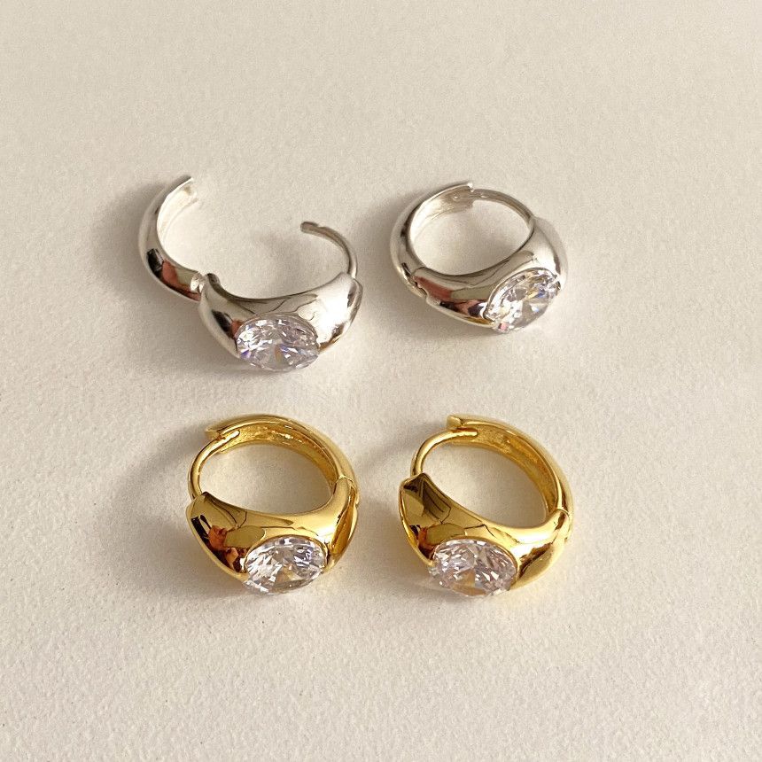 2g Weight 925 Sterling Silver Ear Needle Material 18K Gold Plated Plating Material Zircon Inlay Material Earrings Classification 1 Pair Quantity Daily Occasion 925 Sterling Silver Material Oval Pattern All Seasons Season Women's Gender Inlay Design Simple Style Style 1 Pair 18K Gold Plated 925 Sterling Silver Zircon 925 Sterling Silver Earrings Oval Earrings 8