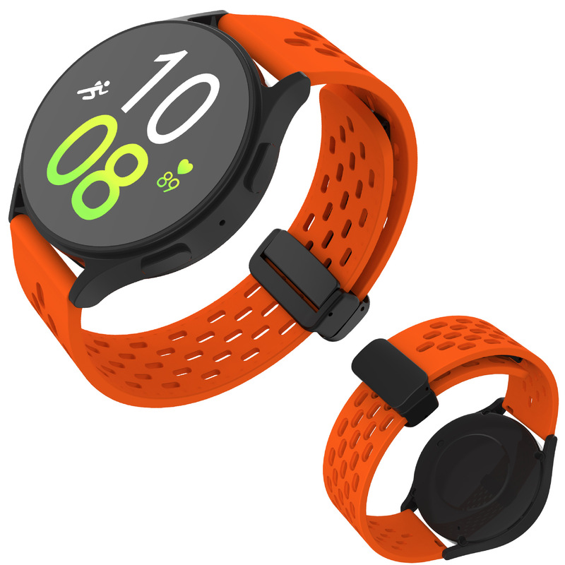 Suitable for Huawei/Samsung watch series raw ear hole folding magnetic 20/22mm silicone strap