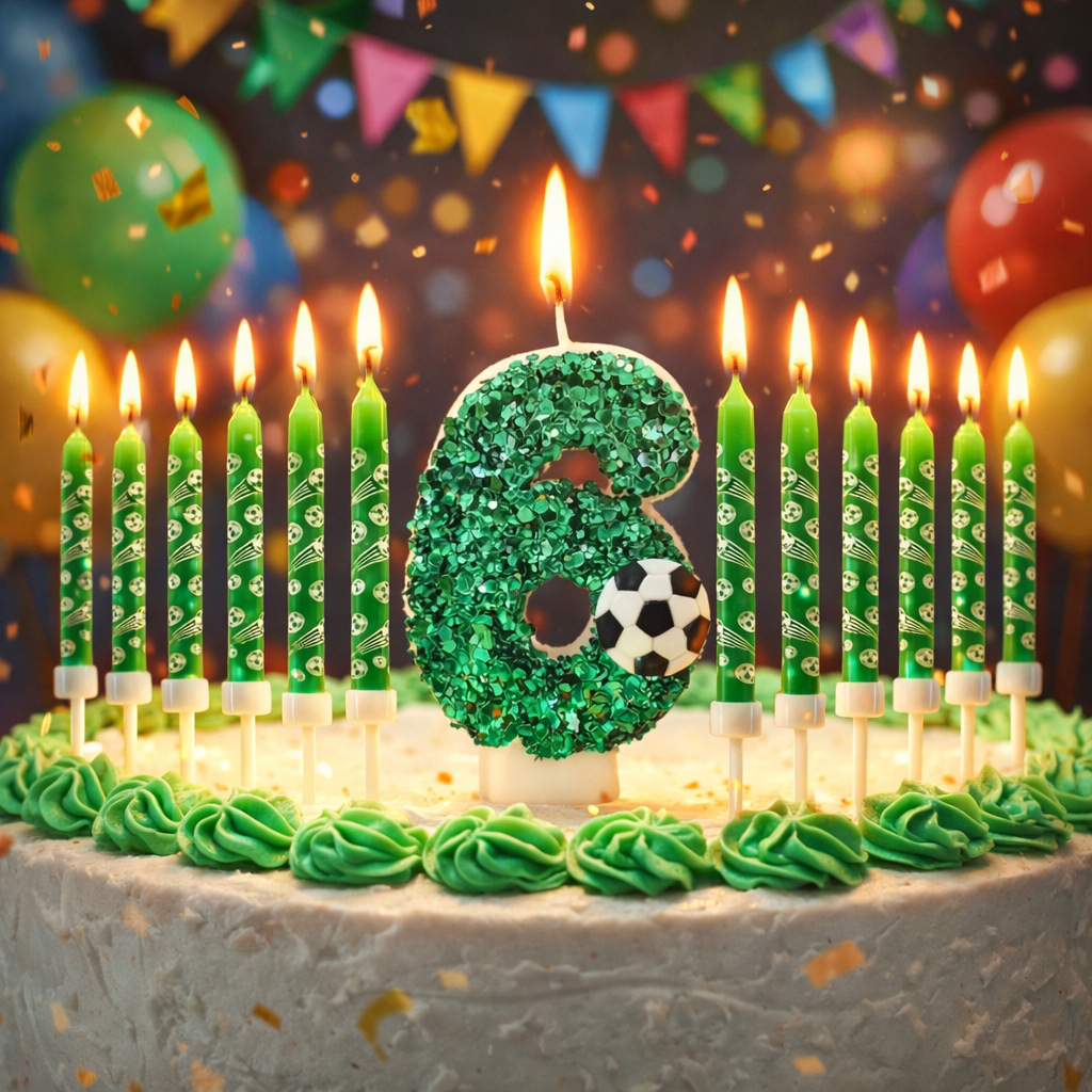 Comercio electrónico transfronterizo fútbol vela digital vela de cumpleaños decoración de pastel suministros de fiesta lápiz verde vela al por mayor