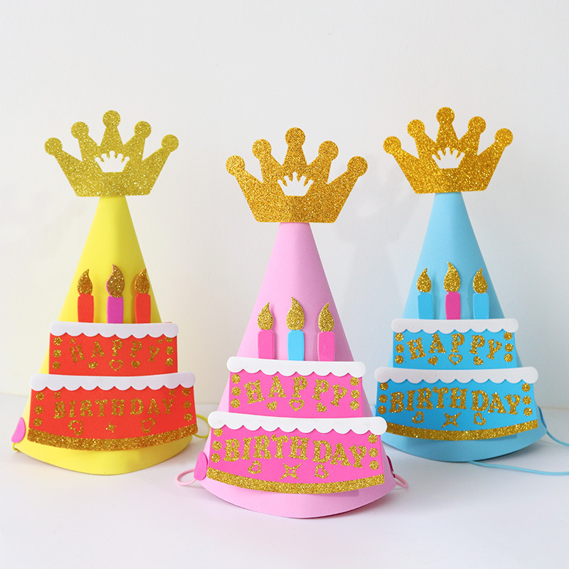 Sombrero de cumpleaños para niños nuevos suministros de fiesta de cumpleaños EVA sombrero de cumpleaños decoración de la torta del partido corona sombrero