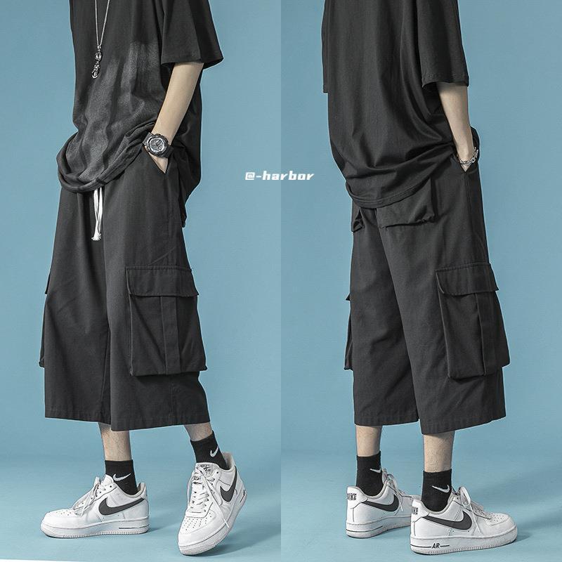 Men's Capri Pants Workwear Summer Thin Outer Shorts Fashionable Wide Leg Pants Casual Loose Trendy Brand Capri Pants