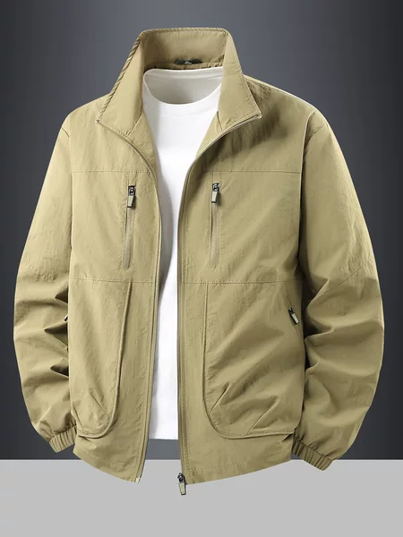 Cross-border stand-up collar work jacket for men, new spring and autumn casual style, loose and versatile, windproof sports jacket for young men