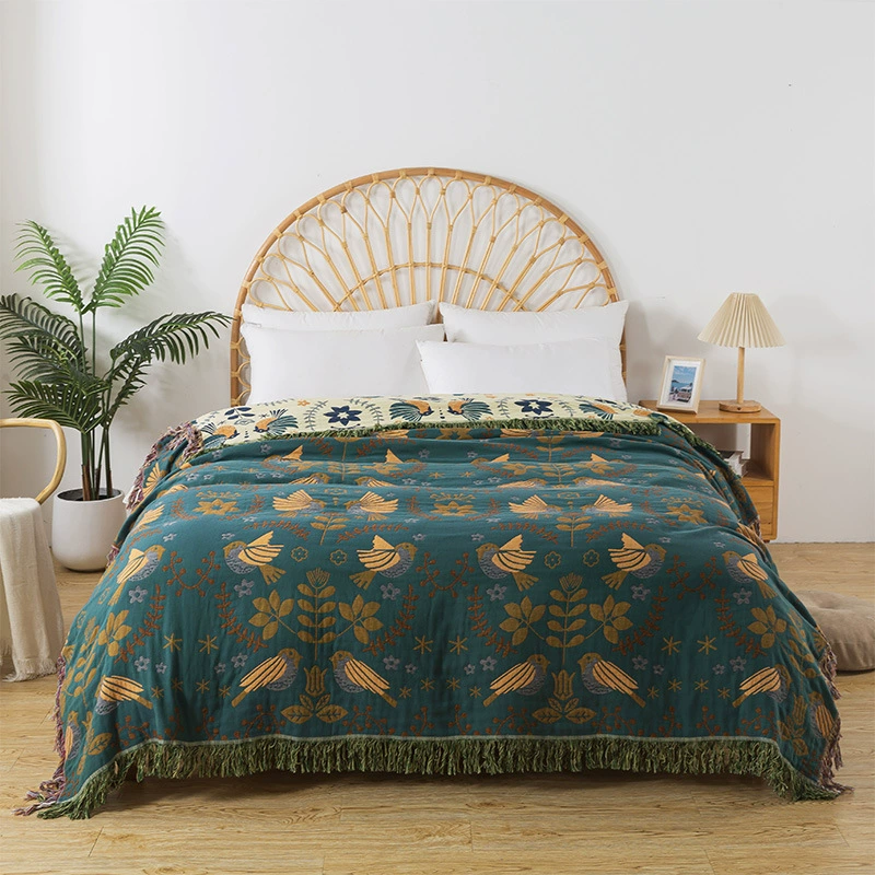 Многофункциональное одеяло-плед из российского чистого хлопка с кисточками, для дивана, в европейском стиле, всесезонное