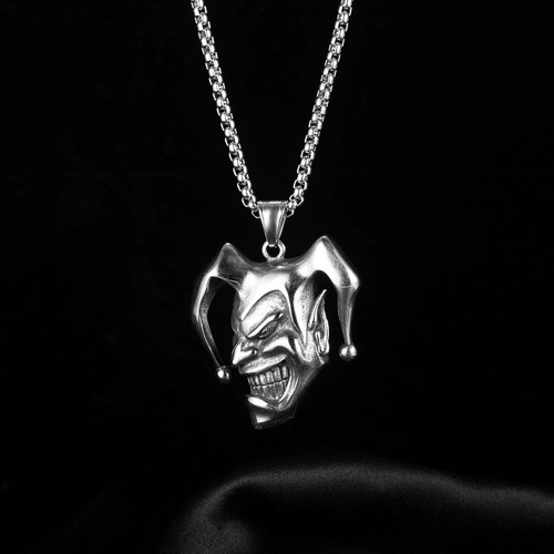 European and American Cross-border Accessory Clown Smile Necklace Stainless Steel Pendant Men Retro Trend Brand Titanium Steel Accessory