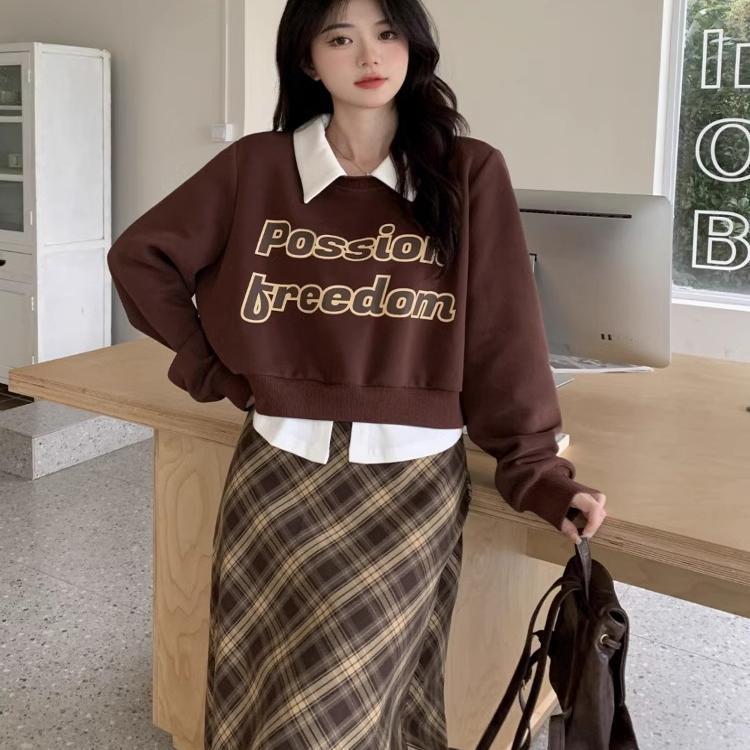 秋冬装大码女装微胖mm小个子显瘦时尚感卫衣穿搭配一整套装裙其他