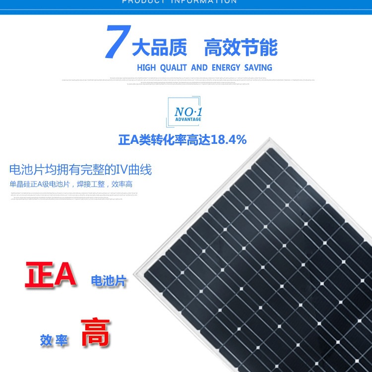 Nuevo panel solar monocristalino de 200W sistema de generación de energía fotovoltaica 18V / hogar otros