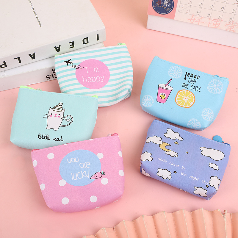 Estilo coreano fresco dibujos animados cremallera monedero corto cartera chica corazón lindo estudiante portátil caso clave