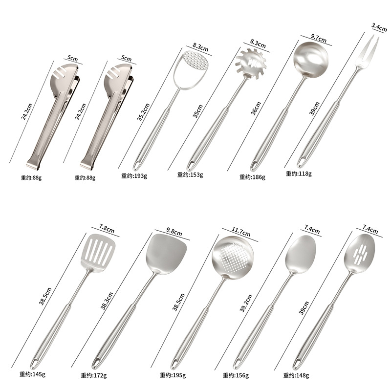 Amazon cocina de acero inoxidable guisado de fideos de pesca lengua cuchara de carne tenedor de patata conjunto de regalo