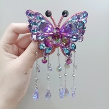 涵筱古风发夹头饰蝴蝶流苏超仙水晶汉服发卡配饰女童步摇原创设计