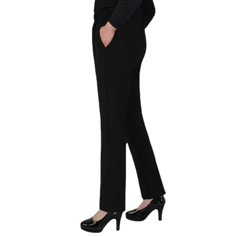 Женские брюки среднего и пожилого возраста, осенние брюки, хлопчатобумажные и льняные клетчатые брюки с высокой талией и резинкой, свободные очень большие брюки для мамы-Бабушки