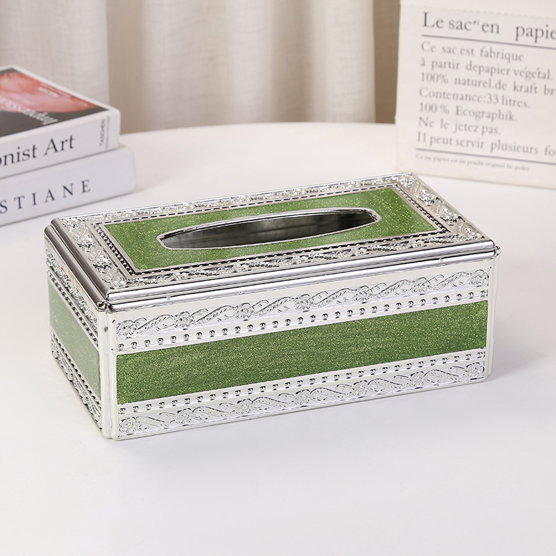De estilo europeo de lujo de oro Jade gran caja de pañuelos sala de estar comedor de alta gama de hotel KTV reforzado caja de pañuelos de acrílico