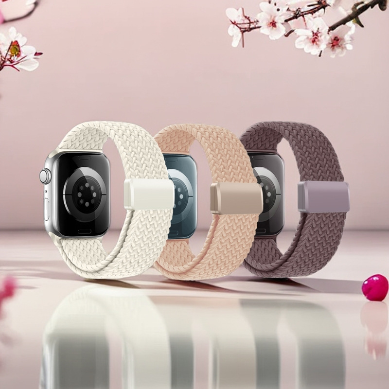 Suitable for Samsung Watch7/6 Elastic Magnetic Strap Huawei Gt4/3/2 Woven Strap Apple S8 Watch Strap