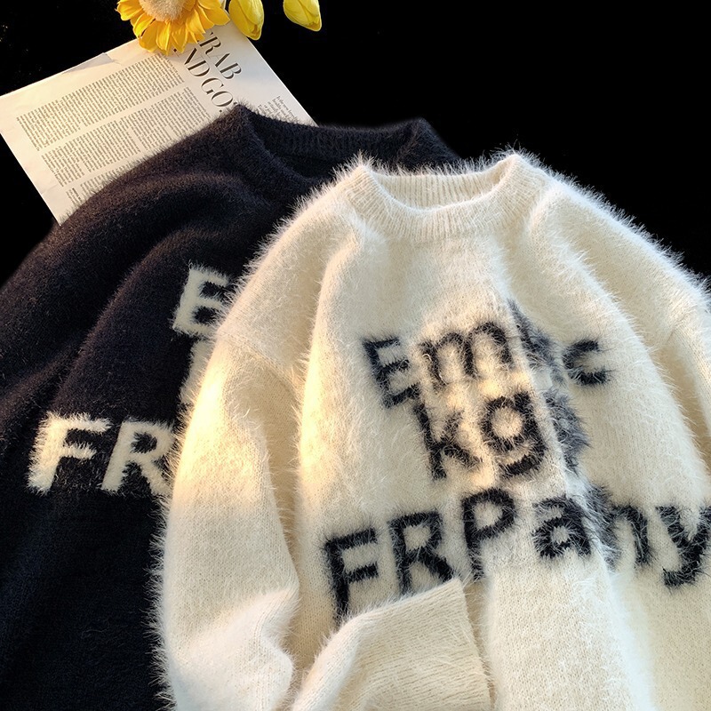 Mohair Sweater Men's Autumn and Winter 2025 New American Retro Lazy Style Loose Student Sweater Jacket