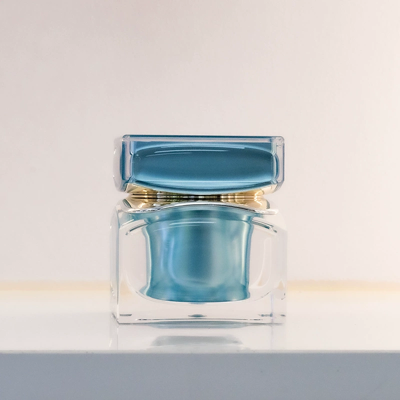 Новая акриловая квадратная бутылка с изогнутыми углами, индивидуальная упаковка для ухода за кожей, прозрачная бутылка для крема для женщин 50 г, бутылка для крема для глаз.