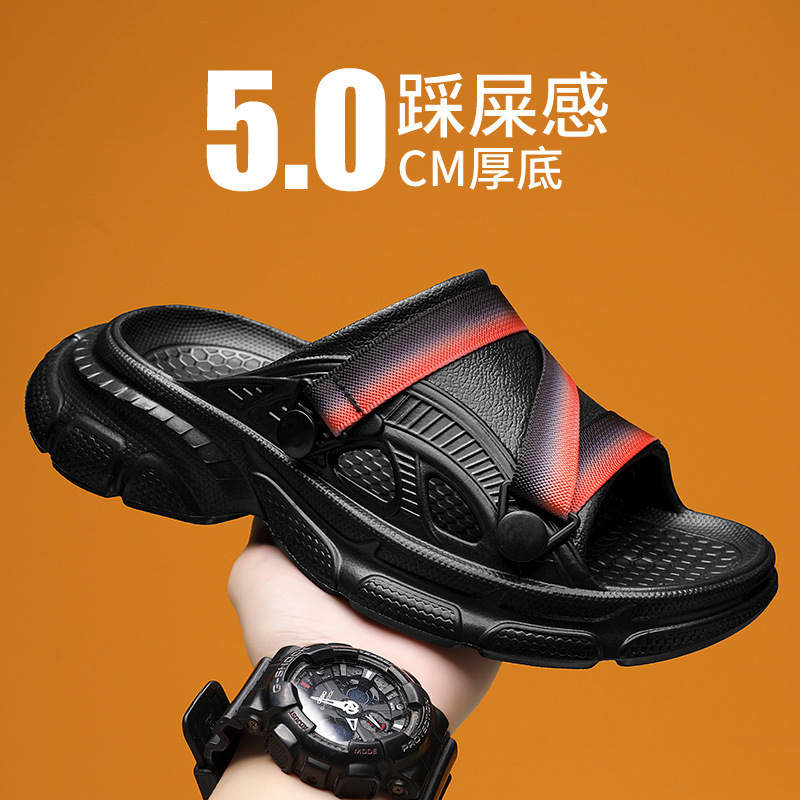 2024 nuevas zapatillas para hombres de verano tendencia de usar al aire libre sensación de mierda juvenil sandalias de playa de doble propósito