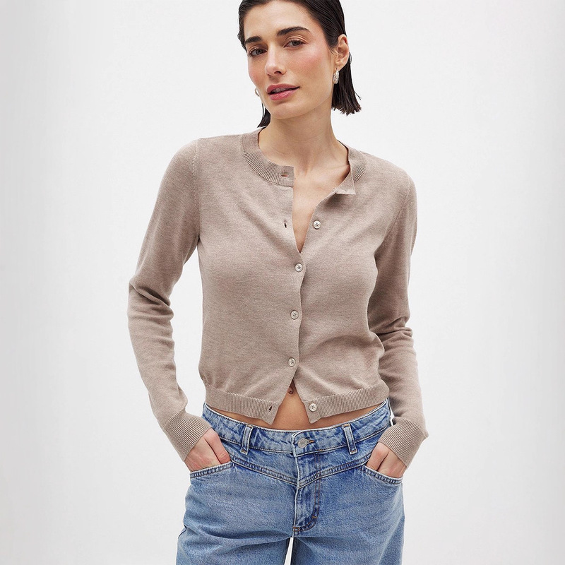 2025 Winter New Cross-Border European and American Simple Casual Single-Breasted Women's Solid Color Knitted Cardigan Short Top 2025 Winter New Cross-Border European and American Simple Casual Single-Breasted Women's Solid Color Knitted Cardigan Short Top