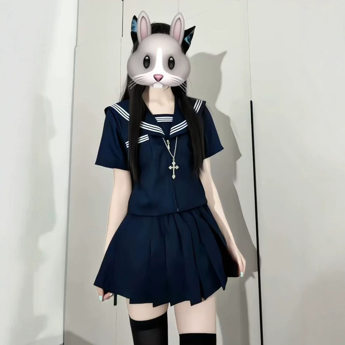 原创JK制服学院三本中间水手服套装短袖上衣显瘦百褶裙日系一整套