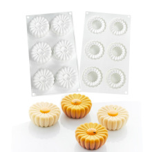 跨境FCM 6连立体雏菊法式慕斯模 菊花巧克力硅胶模具烘焙蛋糕模具
