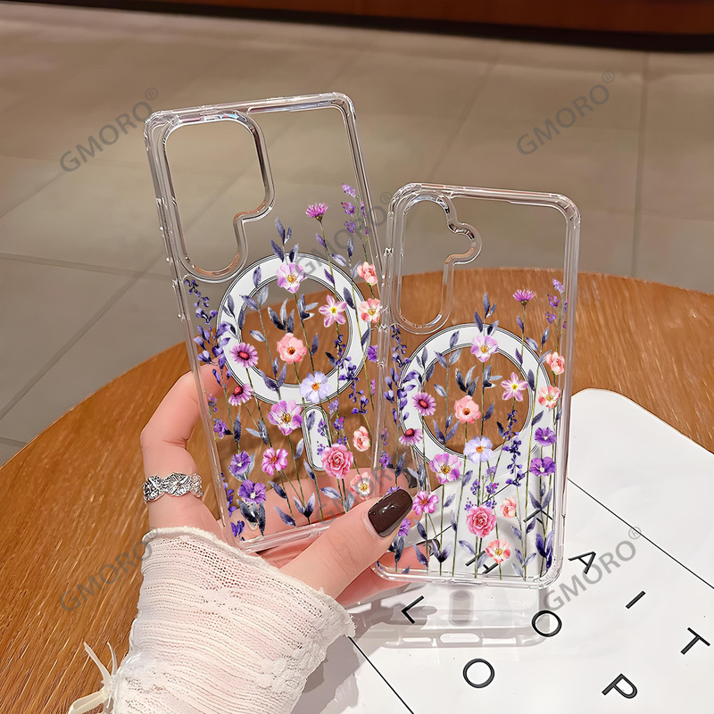 Cross-Border List of Products: Vine Flower Magsafe Magnetic Transparent Case S24 Samsung Protective Cover Full Coverage S25 Factory Direct Delivery Cross-Border List of Products: Vine Flower Magsafe Magnetic Transparent Case S24 Samsung Protective Cover Full Coverage S25 Factory Direct Delivery