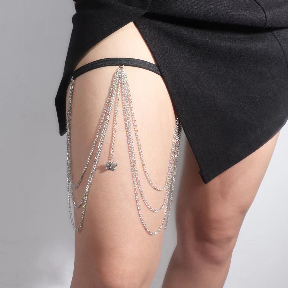 Europese en Amerikaanse sexy strandparel dijbeen geometrische kwastjes body body strass metalen ketting beenring voor vrouwen_voghion.com