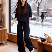 潮流2025冬装韩系早秋chic休闲运动套装女秋冬两件套加绒加厚套装