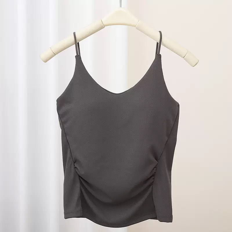 Chaleco nuevo estilo eslinga todo fósforo ropa exterior con almohadilla para el pecho pliegues simples de alta gama moda chica caliente base hermosa espalda tubo superior mujer