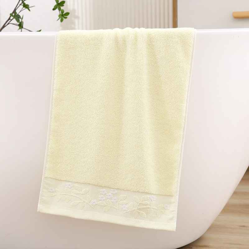 Cotton Towel In Solid Color, Soft Absorbent, With A Three-leaf Plum Blossom Design, Thickened, Soft, Breathable,_voghion.com