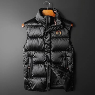 European Station Men's down Vest Outer Wear Trendy Brand Autumn and Winter New Stand-Up Collar down Jacket Large Size Vest Vest for Men