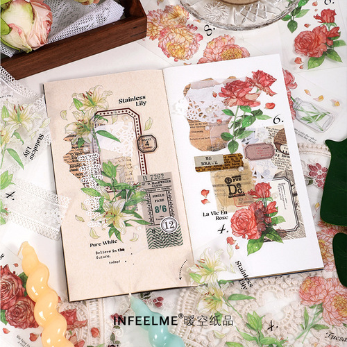 infeelme Stickers Green Island Garden Series Plant Handbook Decorative Material Stickers 6 pieces in 4 options