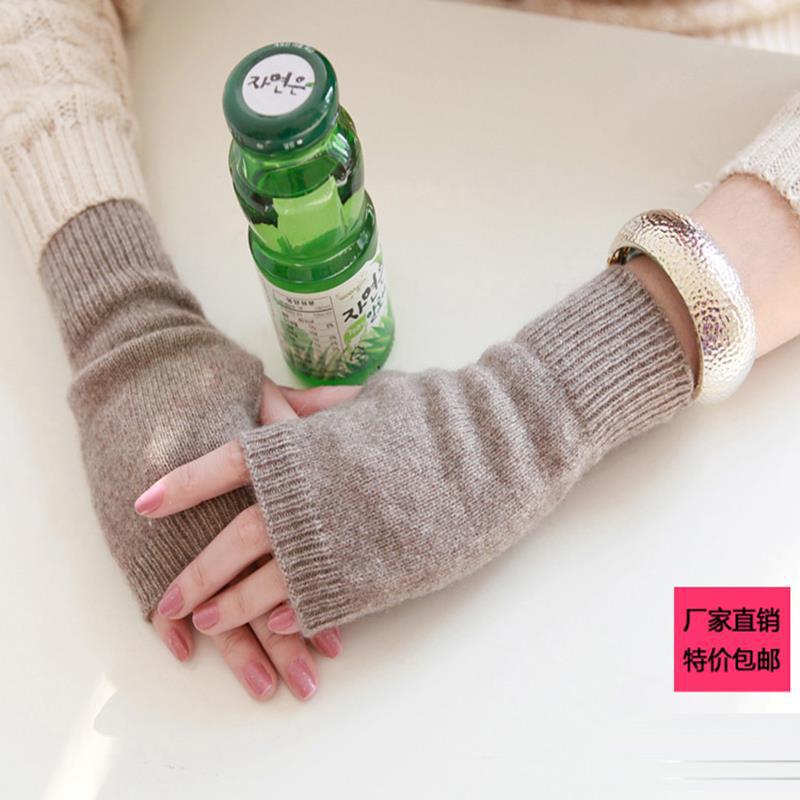 Guantes de cachemira de medio dedo para mujer, comercio exterior, guantes cortos de punto cálidos para hombre, dedos expuestos de lana para estudiantes que escriben