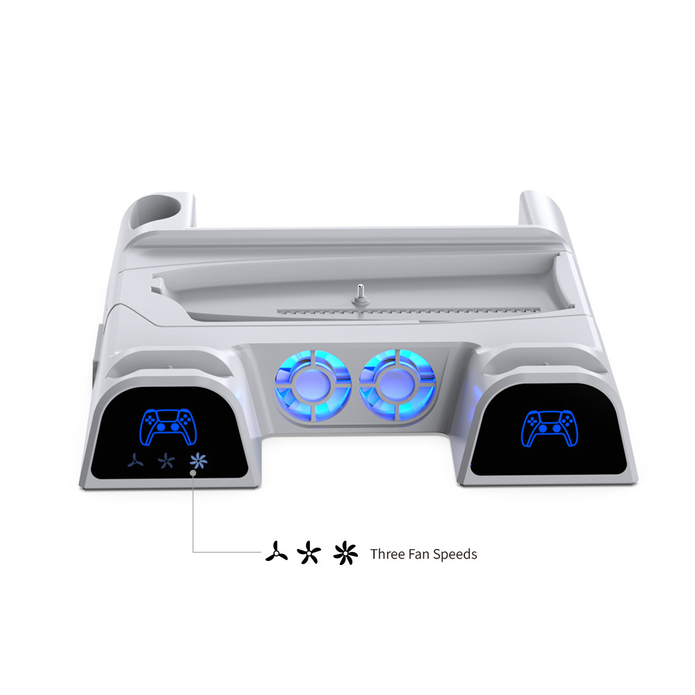 PS5 Slim host multifunción disipación de calor base de carga con luz azul PS5 juego mango cargador + Disco de almacenamiento