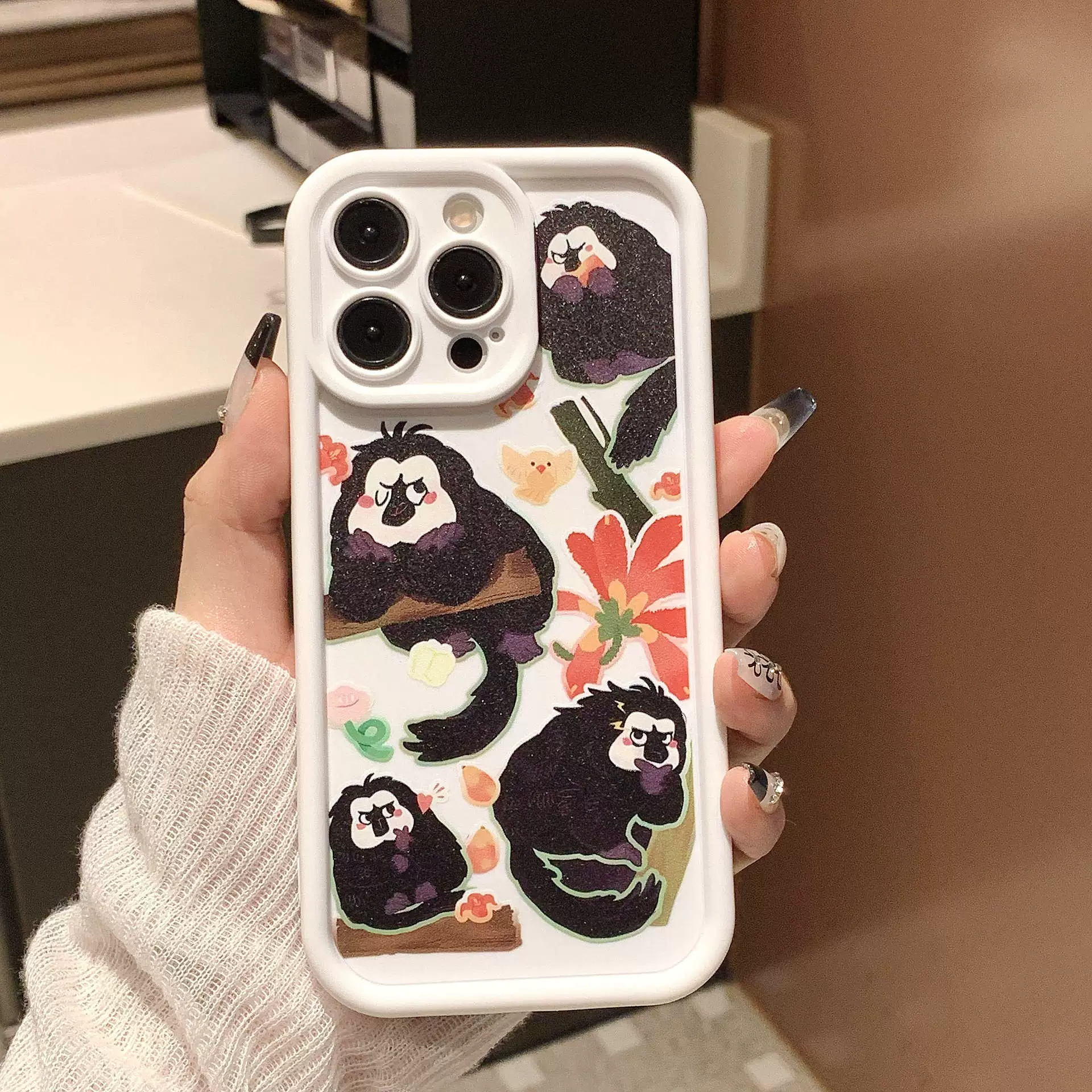 Apple, милый черный мультяшный iPhone 14, силиконовый совместимый подлинный чехол, iphone, 13прямо