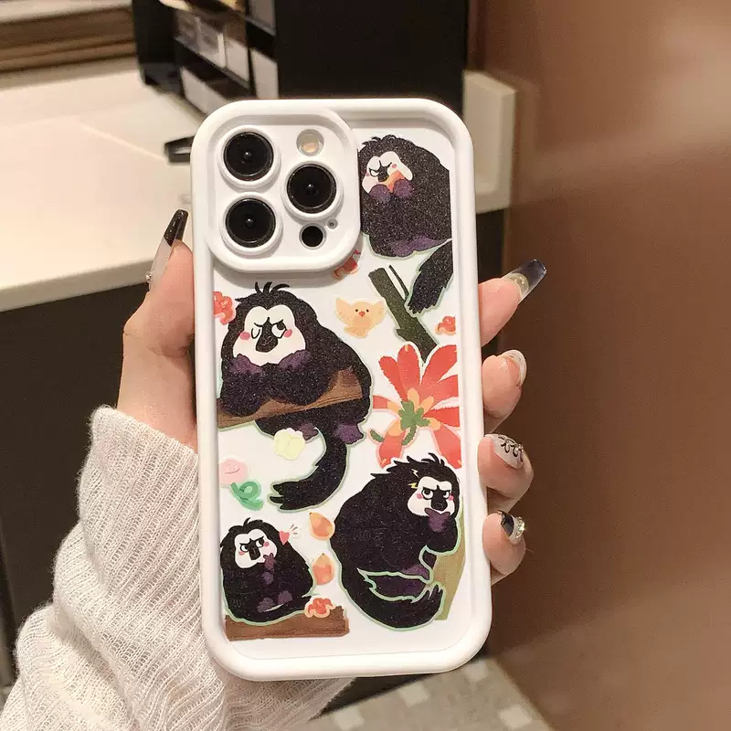Apple, милый черный мультяшный iPhone 14, силиконовый совместимый подлинный чехол, iphone, 13прямо
