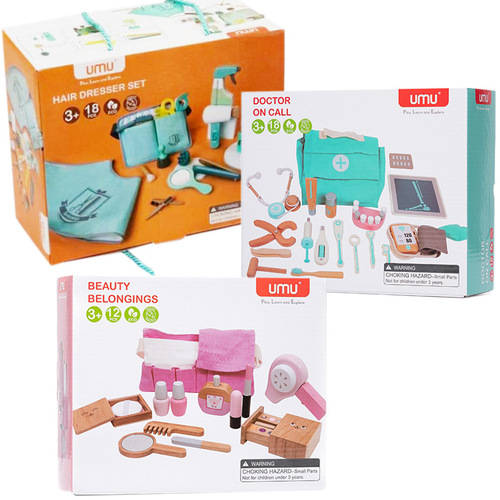 Dr. Yumu Little Nurse Set Wooden Toy Children's Simulation Play House Makeup and Hairdressing Bag Cross-Border Amazon