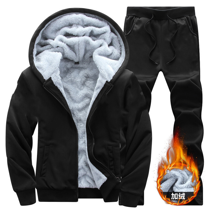 Comercio exterior Amazonas invierno trajes deportivos para hombres con cremallera de lana sólida Cardigan con chaqueta con capuz para hombres
