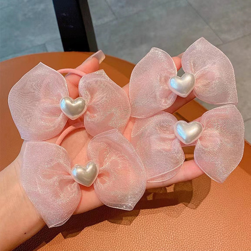 Girls' bangs clip, love-free hair clip, princess style new children's pink bow ponytail hair circle
