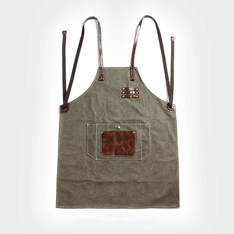 Amazon lona gruesa delantal bolsillo PU cuero pintura arte estudiante carpintería jardinería artista puede poner herramientas delantal al por mayor