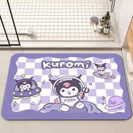 可爱库洛米 硅藻泥吸水 地垫浴室卫生间防滑脚垫家用入户玄关门垫