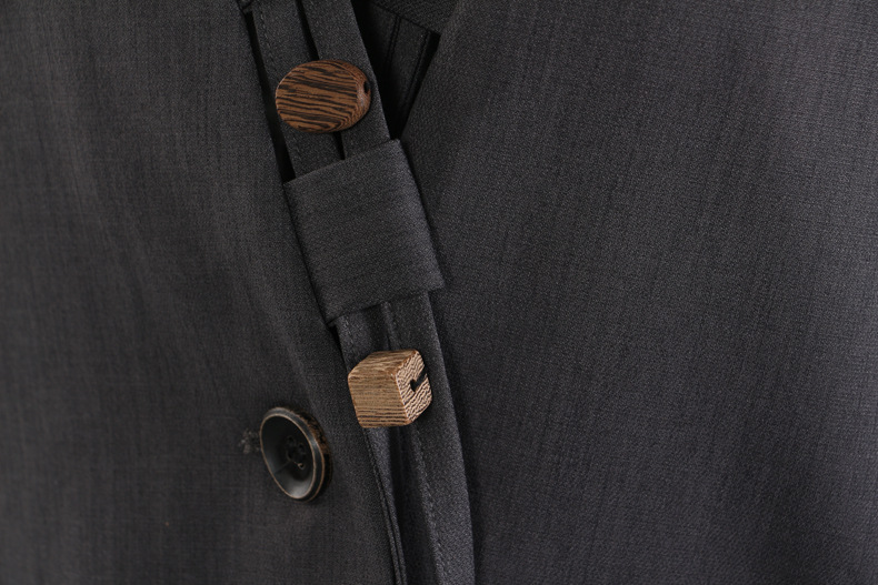 Ensemble blazer et pantalon deux pièces GraceChic Automne 25, coupe ample et tendance, boutons en bois véritable, pour femme, référence 1816_voghion.com