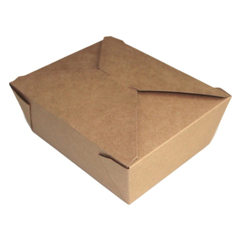 Fiambrera desechable engrosada al por mayor, lonchera de papel kraft, caja de embalaje de pollo frito para llevar, caja de comida rápida a prueba de aceite, logotipo impreso