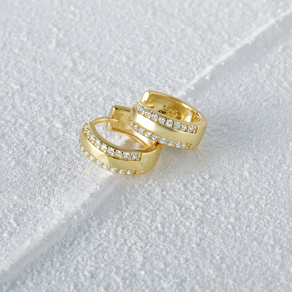 8g Weight Zircon Inlay Material Earrings Classification 1 Pair Quantity 1 Pair 925 Sterling Silver Zircon Solid Color Earrings