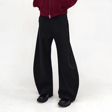 弯刀裤立体剪裁阔腿双色西裤纯色宽松休闲裤休闲百搭舒适高腰