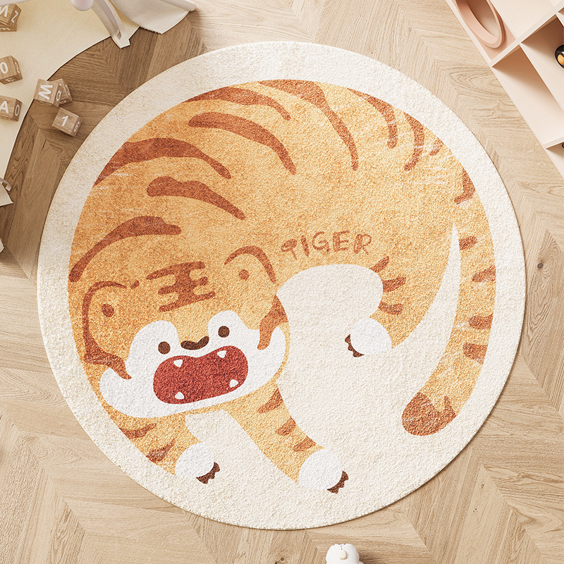 Círculos animados alfombras de habitación de niños adornos dormitorios alfombras de cama cojín de escalada redonda gruesa esterilla de estudio de niñas frotar