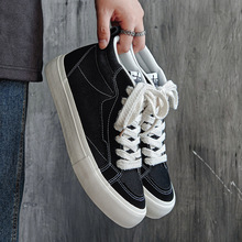 VASIBAEN 2025新款高邦板鞋平底帆布鞋男百搭小白鞋韩版学生系带