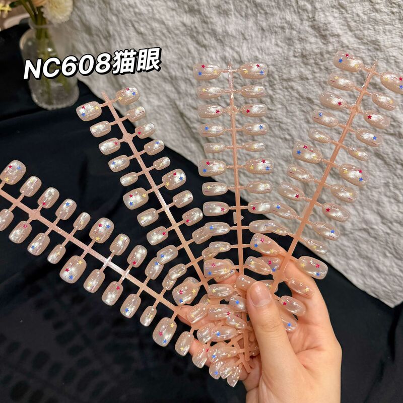Star White Cat Eye Glass Beads 3D Printed Clear High-End Design Spray-On Nail Art Stickers