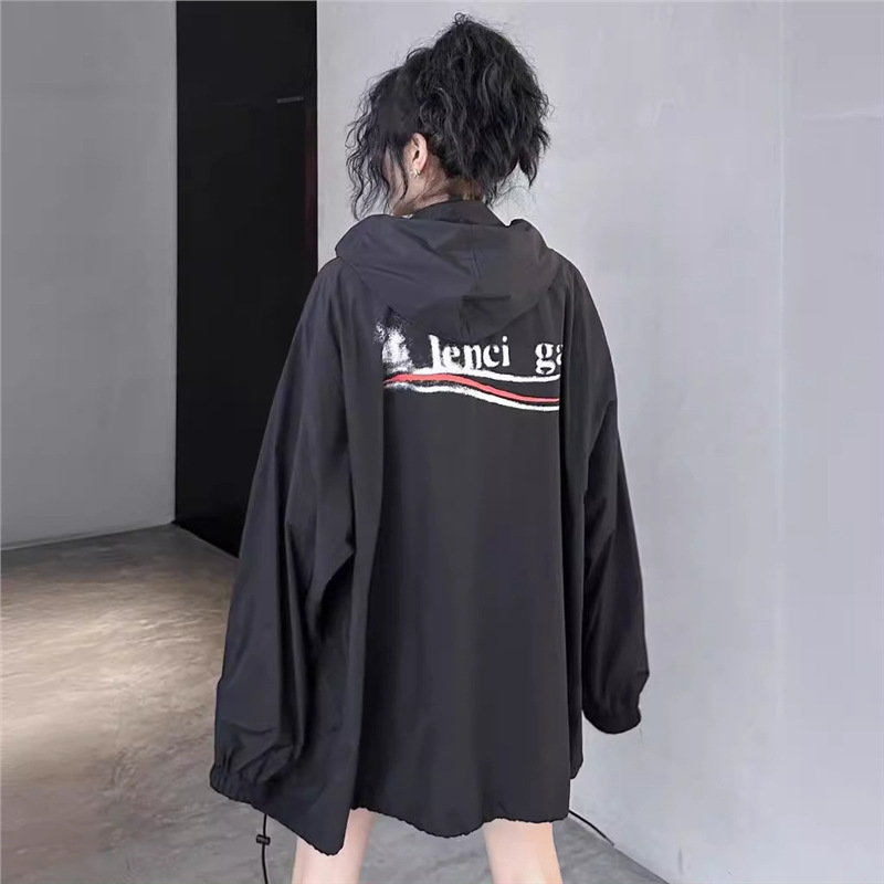 High-Quality Original Paris B Brand Internet Celebrity Style Inkjet Blur Cola Print Windbreaker Jacket Sun Protection Jacket