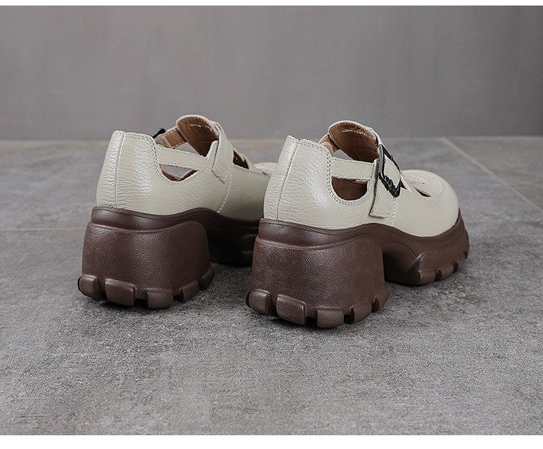 Sandal La Mã nữ da bò đế dày thoáng khí — màu nâu chi tiết 15