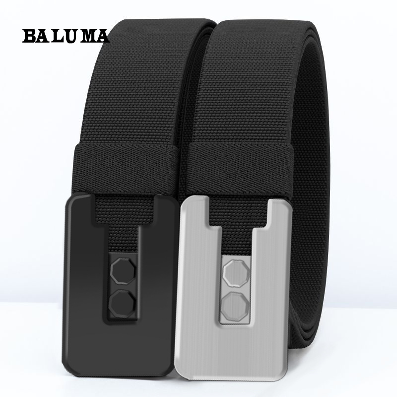 Baluma Yüksek Elastikli Tuval Kuşak Erkek Naylon Taktik Bel Kemeri Moda Çift Tıkaç Tokası Kuşak Çok Amaçlı Pantolon Kemeri