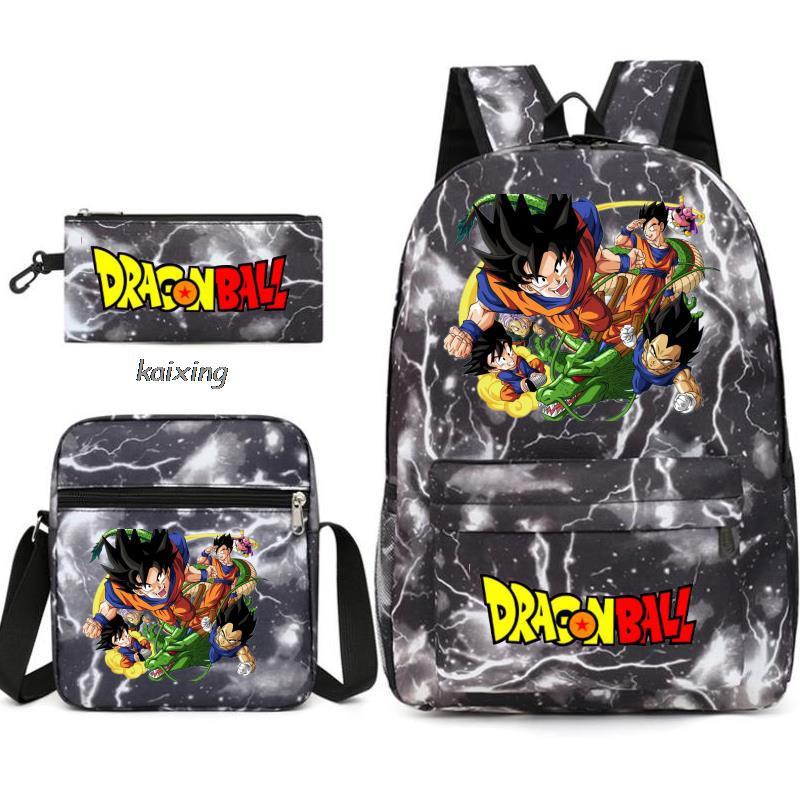 Juventud Dragon Ball mochila estudiante bolsa de hombro bolsa de viaje conjunto de 3 piezas